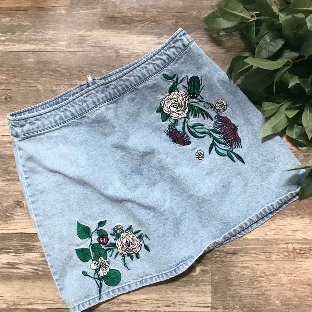 H&M Coachella Collection patchwork denim skirt